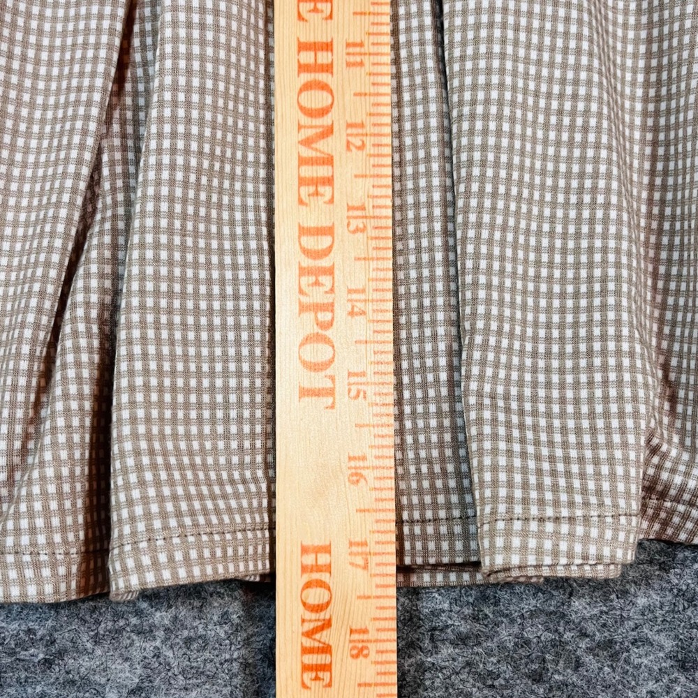 Urban Romantics Pleated Mini Skirt Womens L Tan Gingham Drop Waist Preppy Skater - Picture 9 of 9
